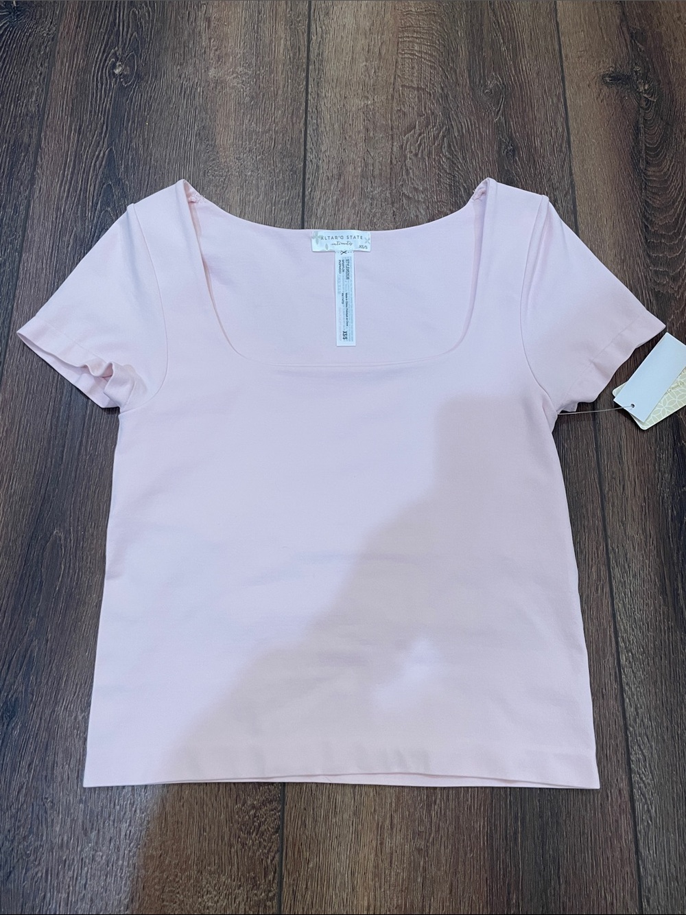 Altar’d State Soft Pink Square Neck Short Sleeve Tee